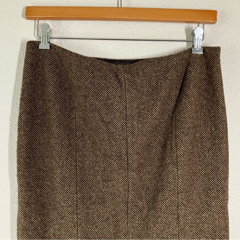 LAUREN RL Tweed Trumpet Skirt Brown Virgin Wool Old Money Heritage Academia 10 - Picture 3 of 9